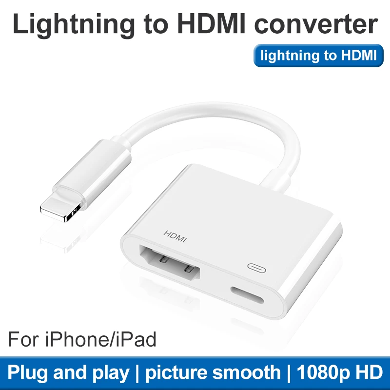 

2021 Novo Relampago Para HDMI conversor adaptador adequado para iPhone iPad Apple Telefone Motel Para TV com o Mesmo Cabo de tel