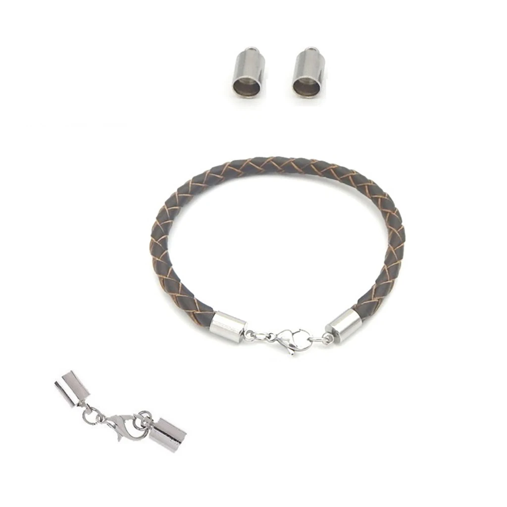 8 шт. металлический кожаный шнур Kumihimo Торцевая крышка с застежкой Лобстер