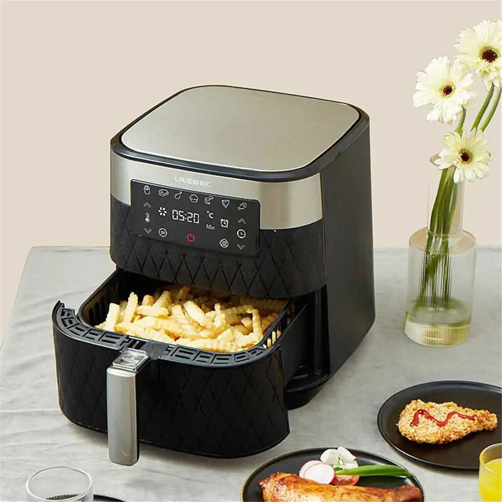 

5.5L Electric Air Fryer Oven 360°baking LED Touchscreen Deep Fryer 1700W Nonstick Basket Without Oil Home Cooking Machine