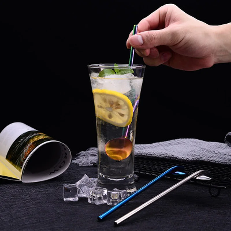 Набор металлических ложек для напитков из нержавеющей стали круглой