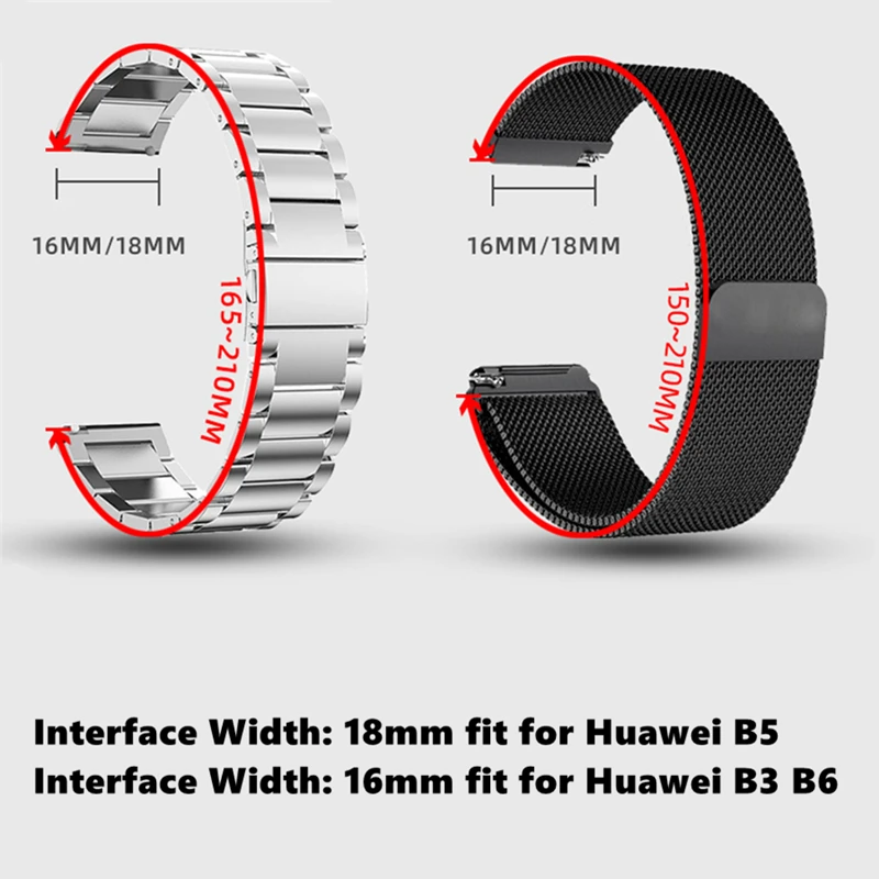 Ремешок сменный металлический для наручных часов браслет смарт huawei B6 ремешок hua