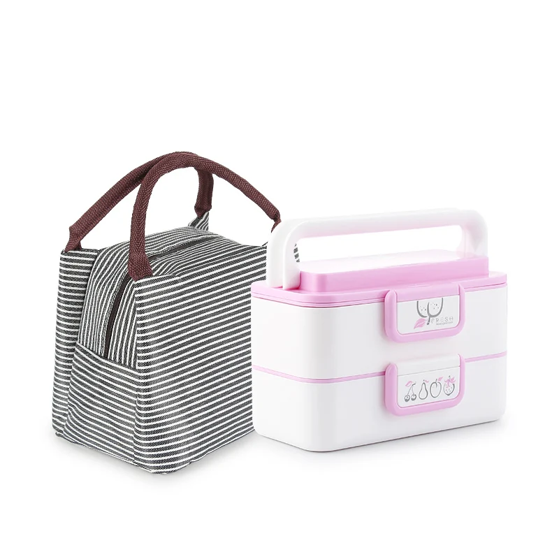 2 Layer Pink-Bag Для детей 1, 2, 3, 4, Слои микроволновая печь коробка японских Стиль бенто ланч бокс белый стильная футболка с изображением персонажей видеоигр девочки; Дети взрослых большой Ланчбокс школы обед контейнеры - Цвет: 2 Layer Pink-Bag