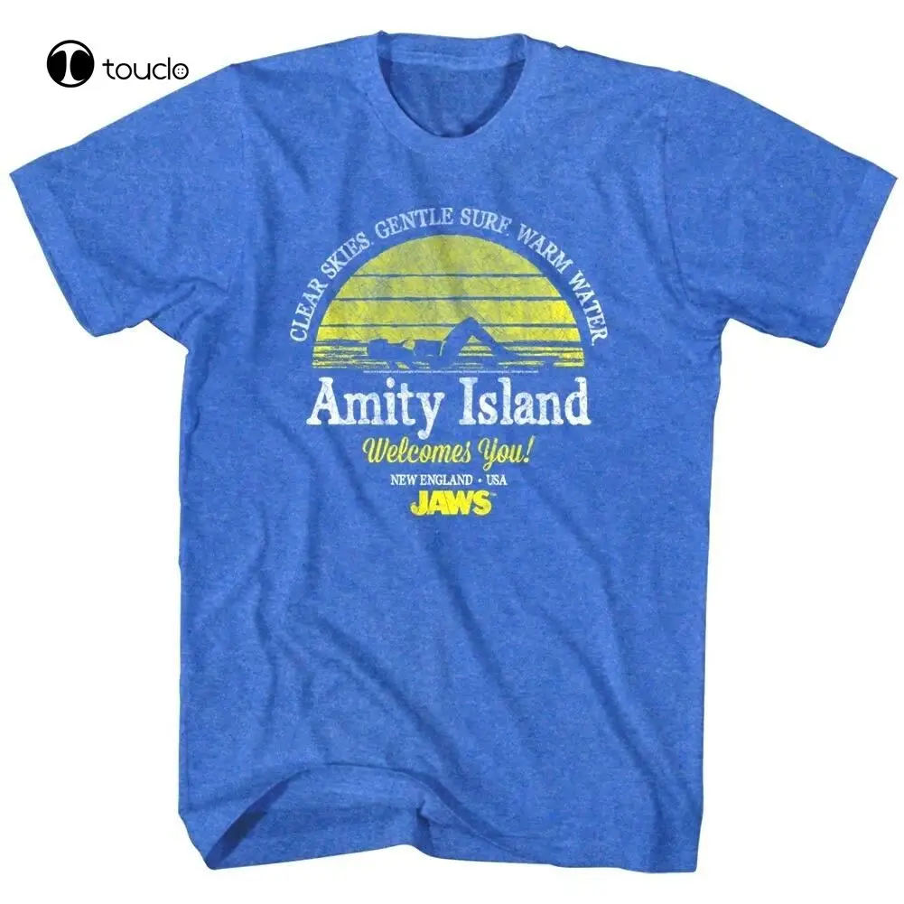 

Jaws Amity Island Clear Skies Men'S T Shirt Vintage Sunset Gentle Surf Top Water Cotton Tee Shirt Unisex