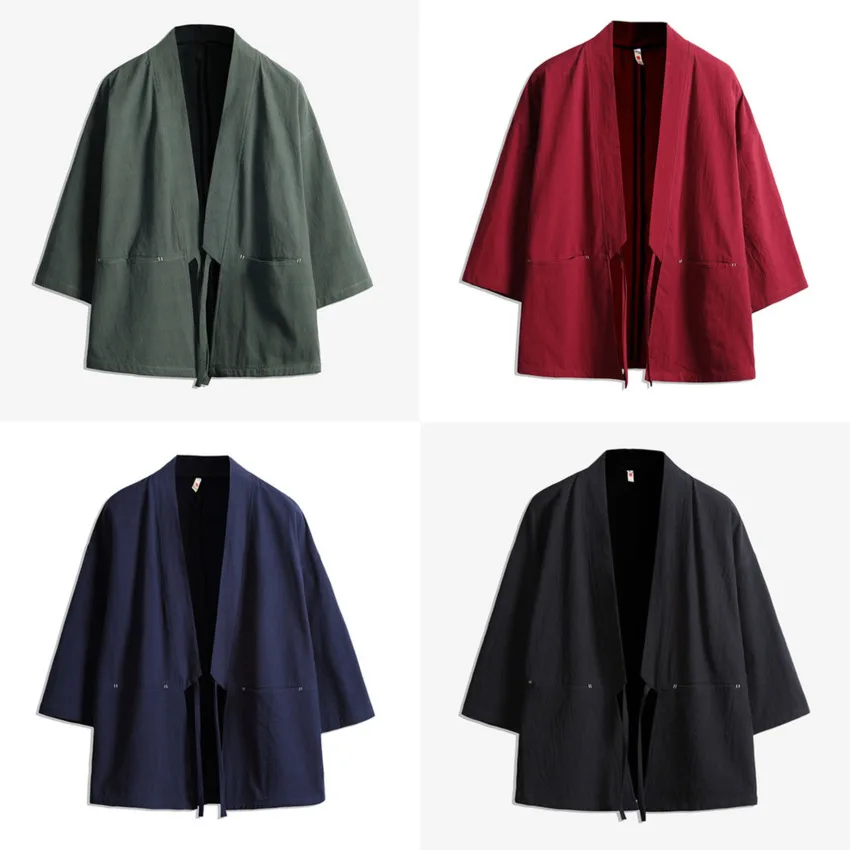 Кимоно 2020 мужское уличная одежда самурая хаори азиатская юката кардиган жакет