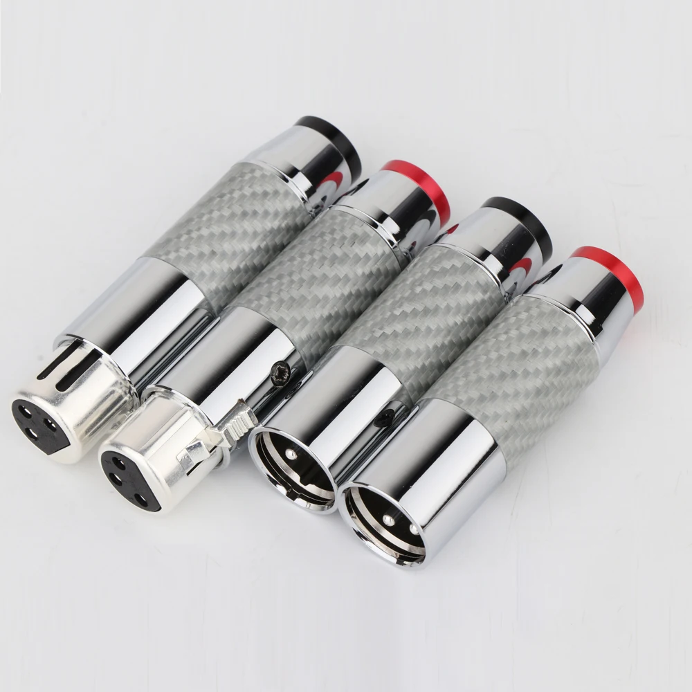 4 шт. Yter из углеродного волокна с серебряным покрытием Соединительный Штепсель XLR