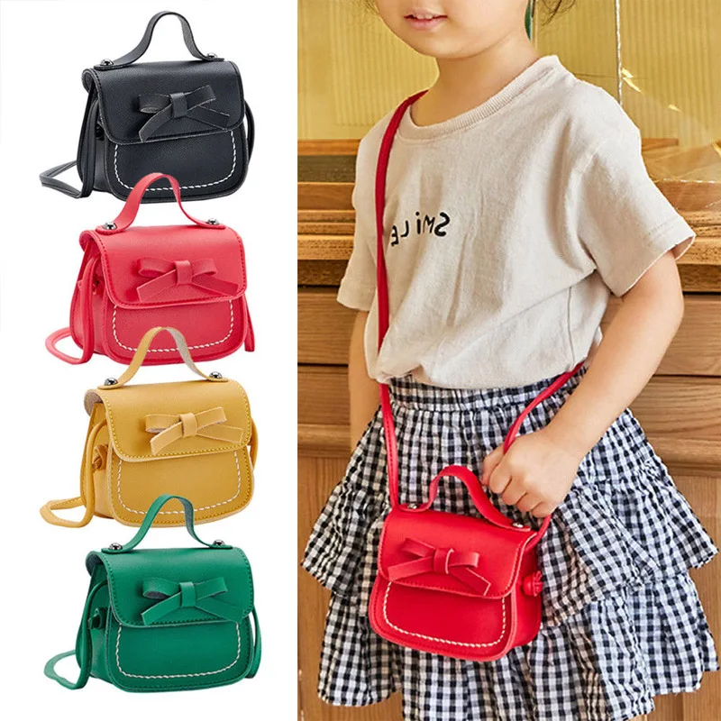 

New Toddler Baby Messenger Bags Children Kids Girls Princess Shoulder Bag Handbag Solid Bowknot Princess Coin Purses