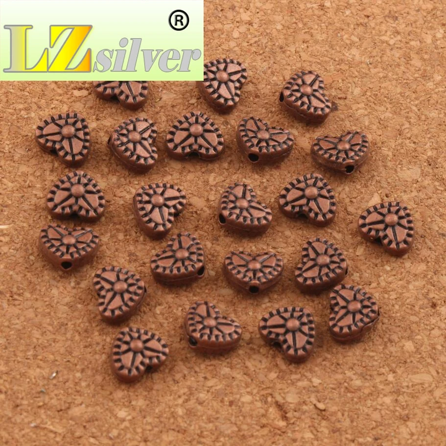 Dots Heart Beads 4.8x6.3mm 200PCS tibetan Copper Spacers Jewelry Findings L527