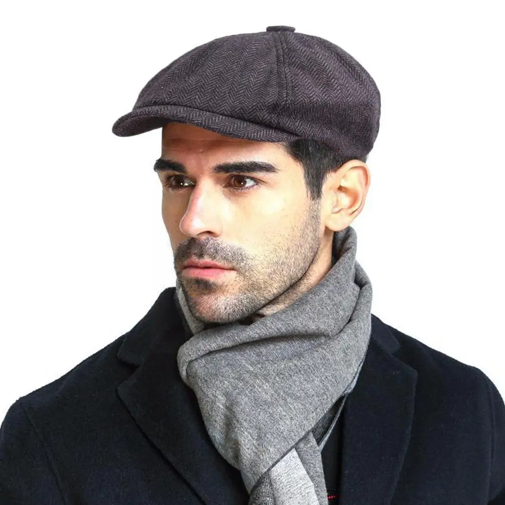 

Cotton Beret Men's Painter Hats Vintage Herringbone Newsboy Tweed Hat Beret Blinders Hats Gatsby Newsboy Hat Peaked Flat Pe Y8E9