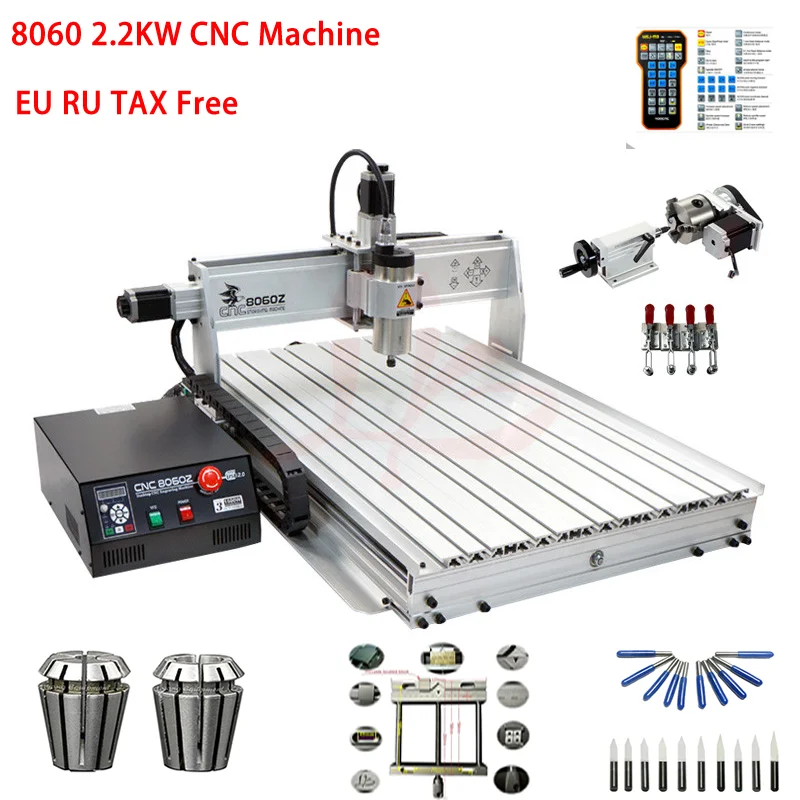 

4axis USB Port 8060 2.2KW cnc Spindle March3 ER20 Collet cnc milling 3D Metal Cutting machine wood for pcb metal aluminum steel