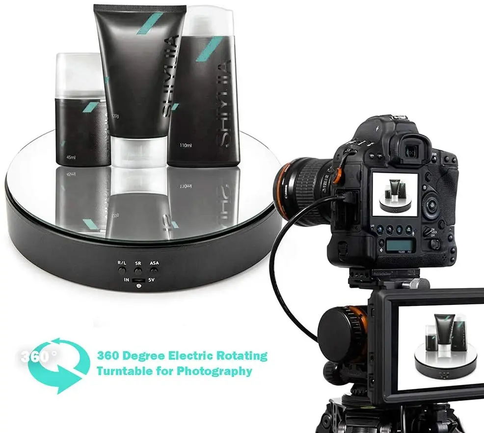 

Photography 360 Degree Round Auto Rotating Electric Rotating Turntable for Photography Products Display Jewelry Watch 3D Models