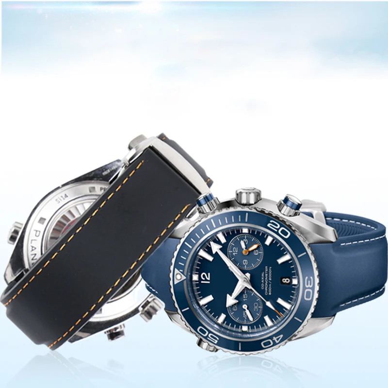 Ремешок резиновый для часов 20 мм 21 19 22 спортивный браслет Seamaster 300 Ocean 600 At150