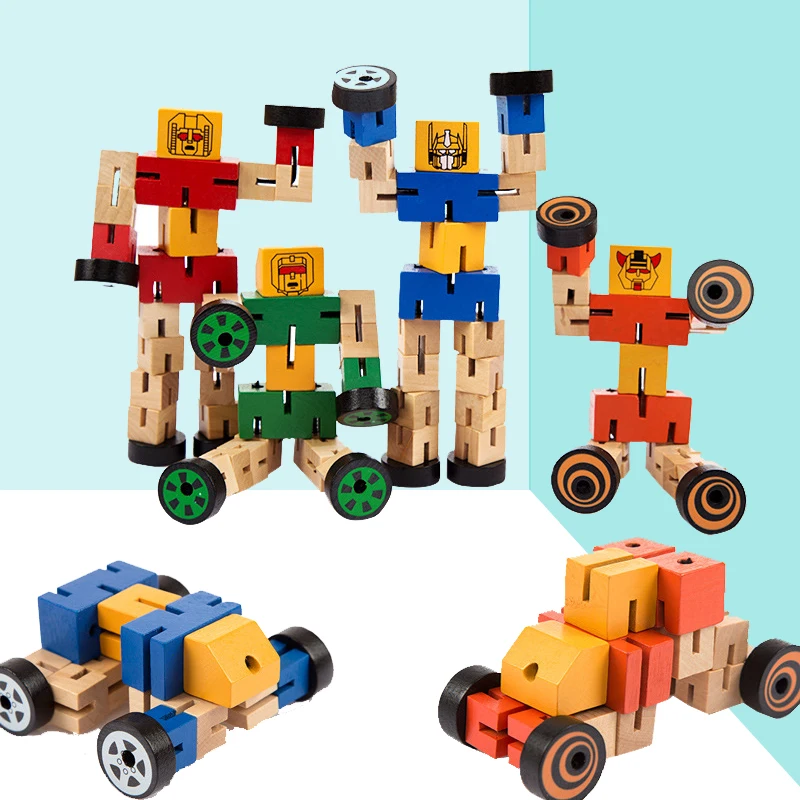 Бутиковый Деревянный робот необычный новый креативный 3D пазл Трансформеры
