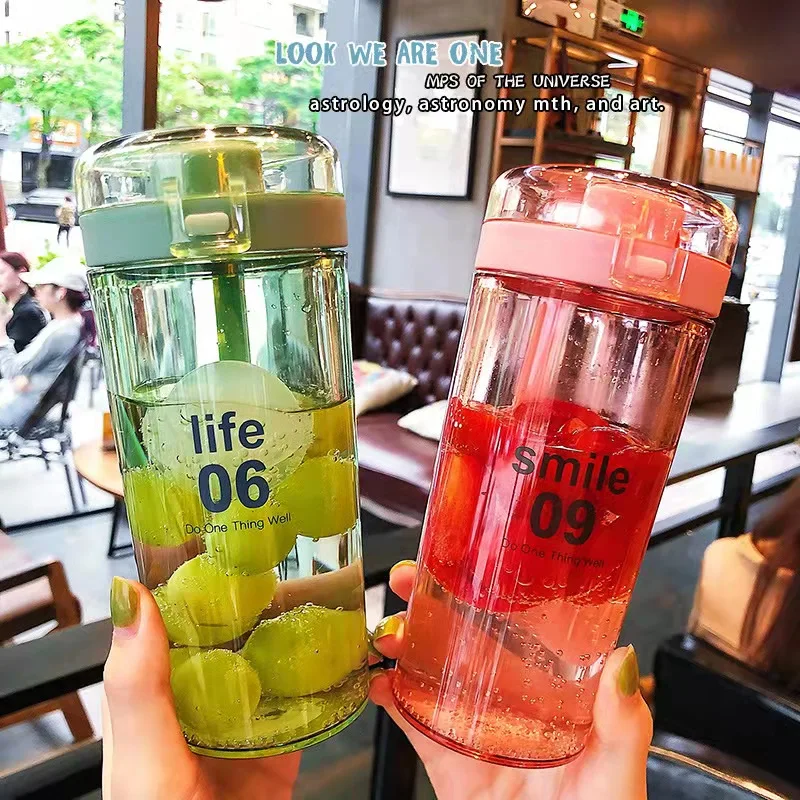 

South Korea's Trend Pop Lid Shake Autumn Plastic Cup Outdoor Portable Student Portable Sports Water Cup Cute Cup Garrafa Termica