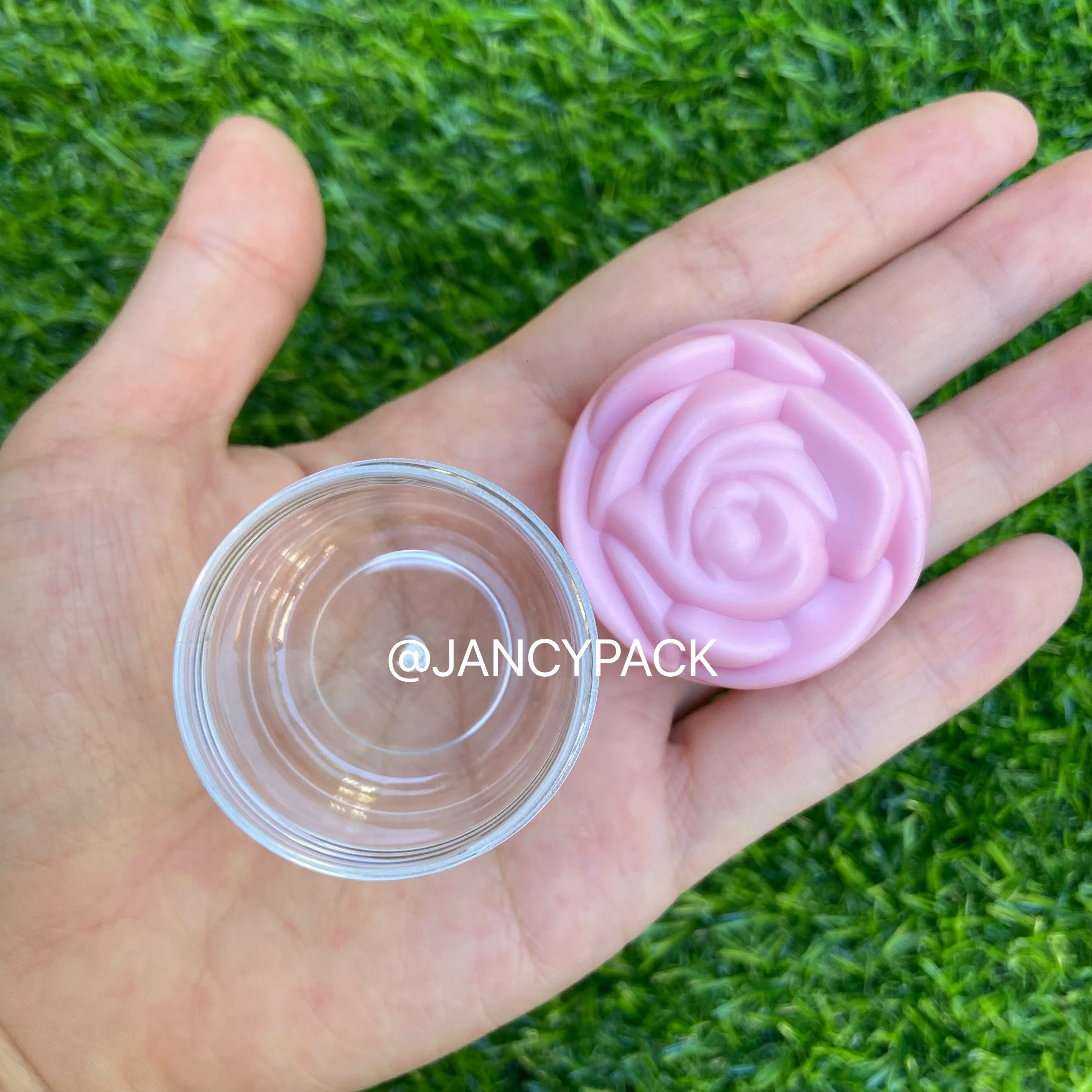 Фото 20 г пустая пластиковая банка для хранения крема-лосьона для макияжа, прозрачная банка для крема с крышкой с розовым узором, пустые бутылки многоразового макияжа №3