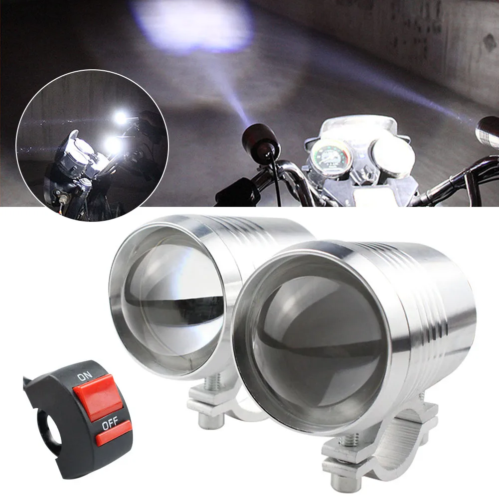 

2Pcs 30W Motorcycle Headlight LED Spotlights Fog Lamp Hi Lo U2 Laser Cannon Beam Waterproof Head Light 3 Mode with ON/OFF Switch