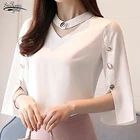 Женская шифоновая блузка с коротким рукавом и V-образным вырезом