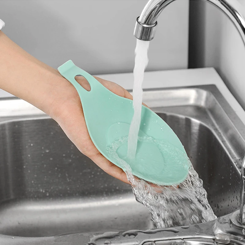 

Kitchen Tool Food Grade Silicone Pure Color Multi Purpose Tray Spoon Pad 1Pcs Spoon Rests Heat Resistant Placemat