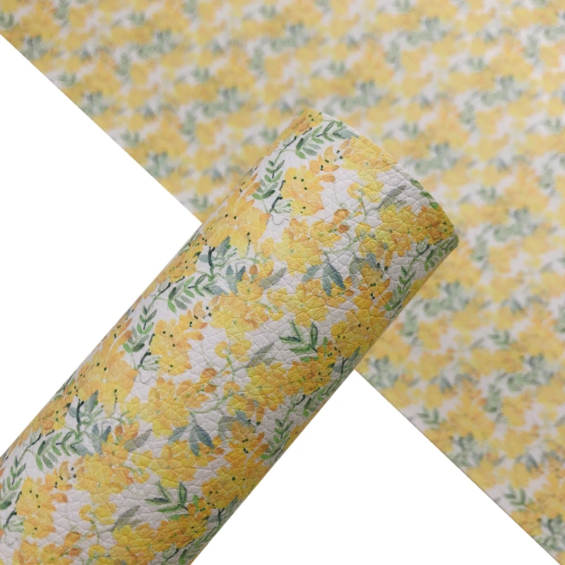 Новинка Радуга 30x2 2 см/A4 Цветущий желтый принт акации искусственная кожа для