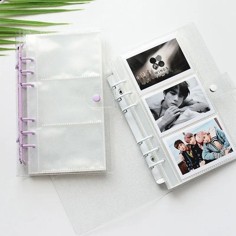 

Sparkling transparent loose-leaf interstitial 3-link 3-inch photo album, business card album, photo album, sticker storage album