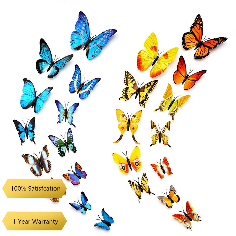 

12pcs Colorful Butterfly Window Stickers Anti-collision Window Clings Decals Reusable beautiful Stained Glass Window Film