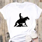 Женская футболка с круглым вырезом, с принтом лошадей