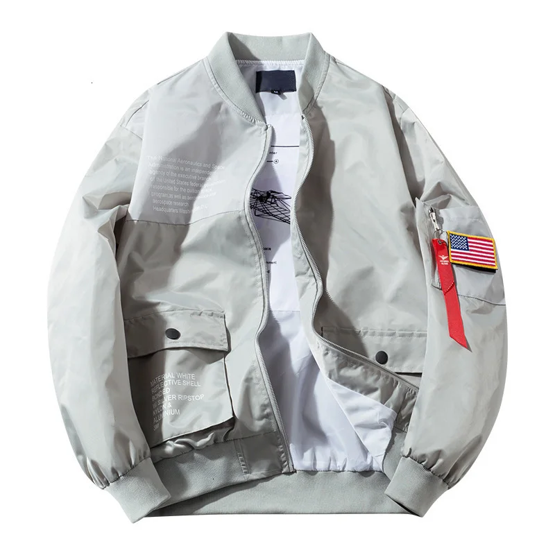 

2021 Bomber Jacket Men Hip Hop Letter Design Loose Windbreaker Pilot Jacket Coat Mens Japanese Streetwear M-4XL