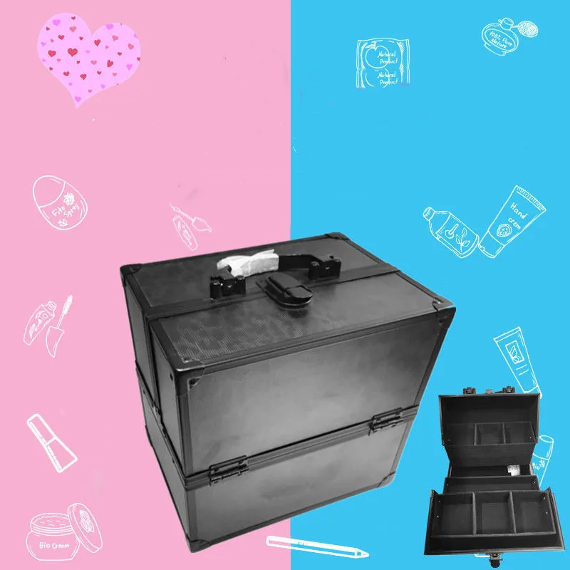 Large Capacity Makeup Box With Drawer Portable Travel Beauty Cosmetic Case Hand Held Organizer Toiletry Make Up Storage Suitcase | Дом и сад