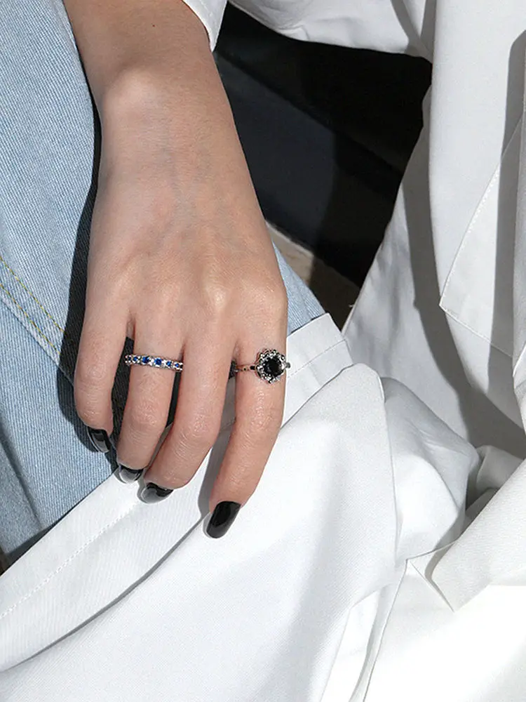 

S'STEEL Sterling Silver 925 Korean Micro Zircon Texture Design Opening Ring For Women Luxury Accesories Engagement Jewellery