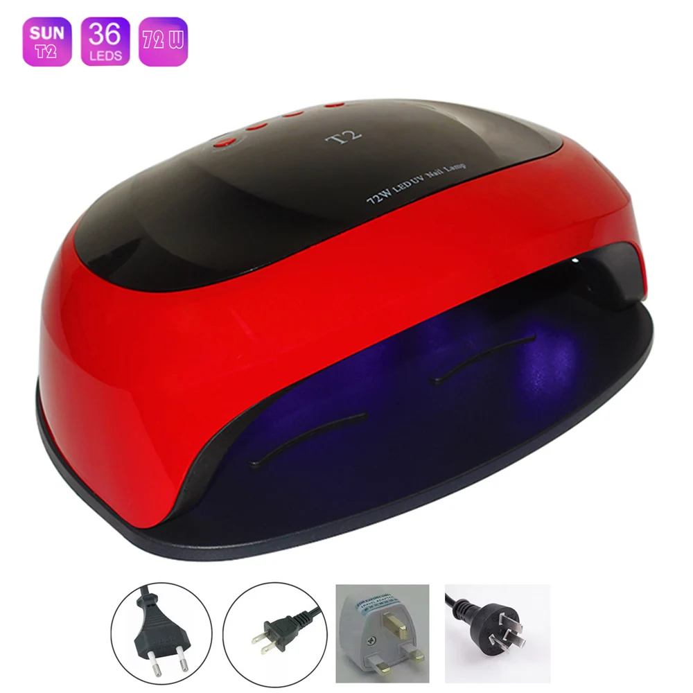 72 Вт солнечные T2 лампы для ногтей УФ лампа Светодиодный Сушилка всех гели от