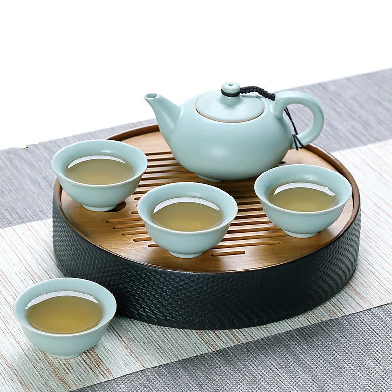 

Japanese StyleTea Set Imitation Wood Ceramic European Tea Set Office Business Gift Portable Tetera Turca Home Decoration BE50TT