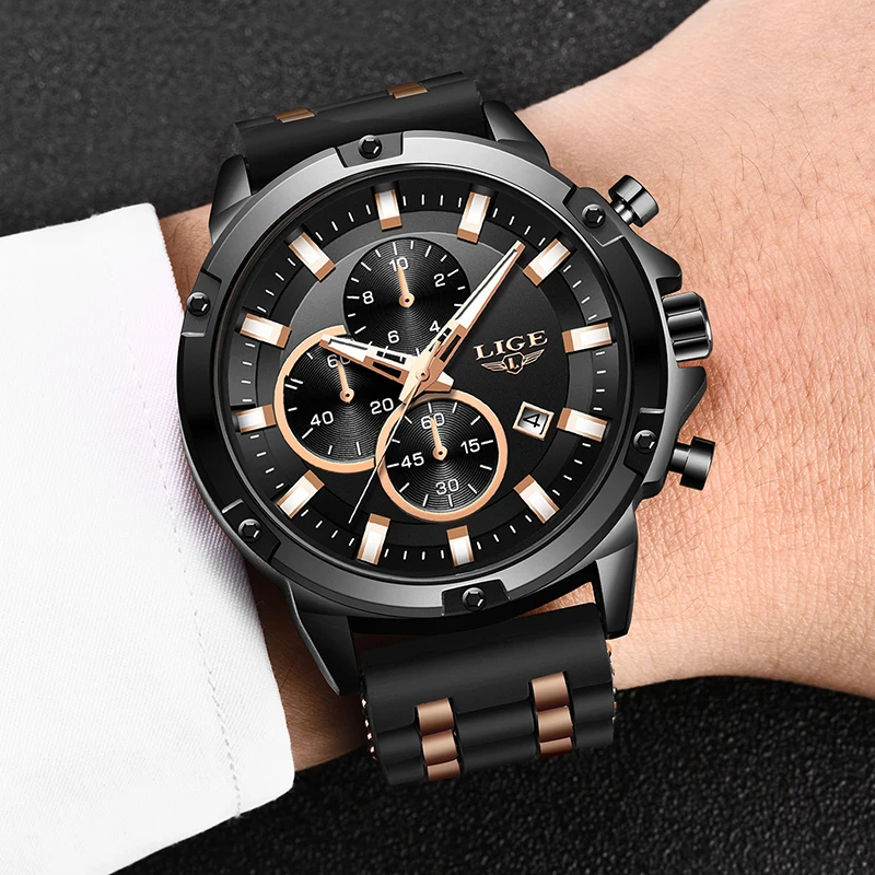 2020 New Watch Men Fashion Sport Clock LIGE Waterproof Quartz Mens Watches Top Brand Luxury Leather Relogio Masculino+Box | Наручные часы
