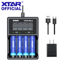 XTAR 18650 Charger QC3.0 Qucik Charge USB C Charging Rechargeable Li-ion Batteries 21700 1.2V AAA  AA  Battery Charger VC4 PLUS