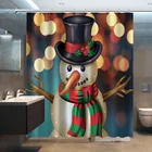 3D Снеговики двери Водонепроницаемый полиэстер ткань душ Шторы, украшенное мозаикой из драгоценных камней, 12 крючков Ванная комната Ванна памяти коврики из вспененного материала коврик для домашнего декора