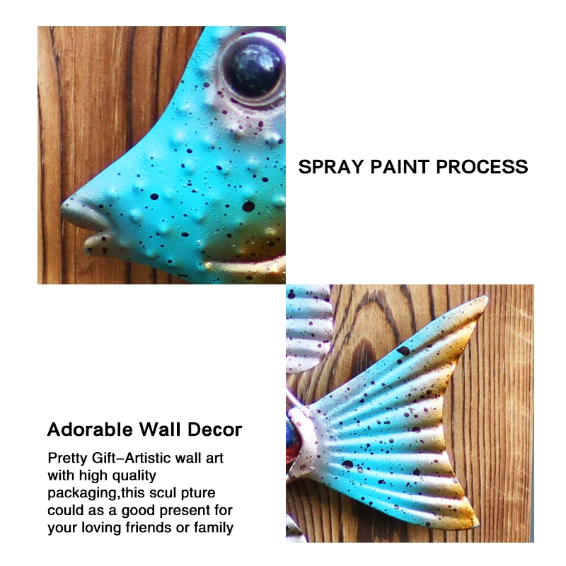 

Liffy Metal Fish Wall Art Decor for Garden Pool or Bathroom,Living Room Nautical Patio Garden Tropical Animals Hanging Decoratio