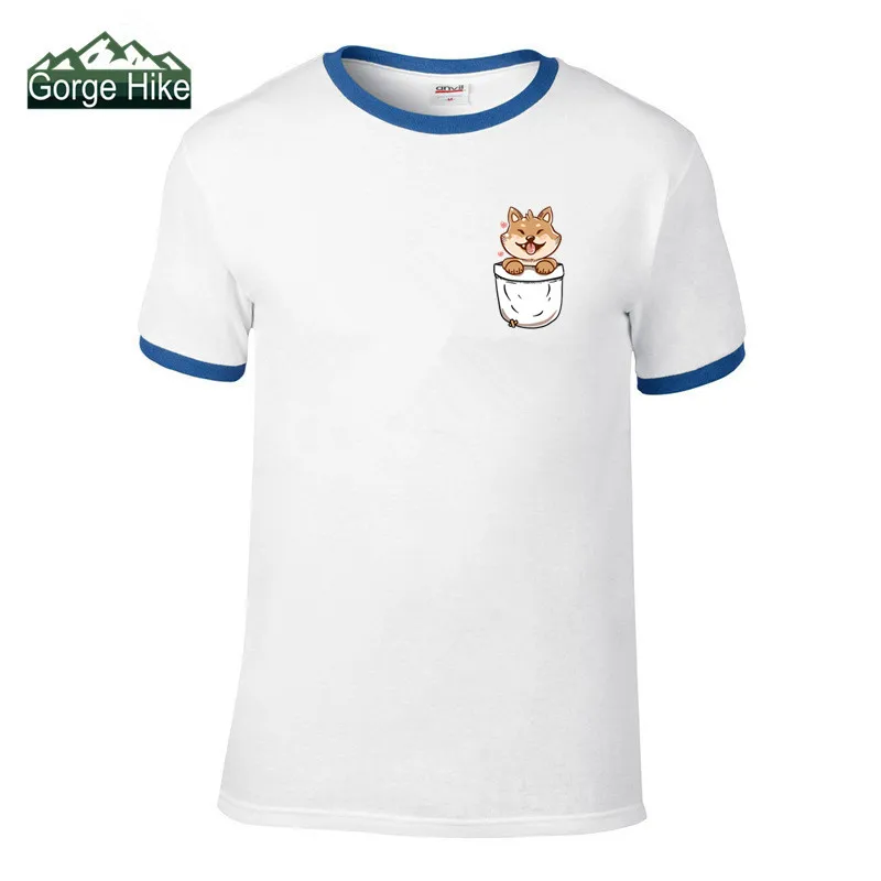 Hot Sale Fashion Funny Dogezilla Pocket design T-Shirt | DOGE Shiba Inu Dog Tees Men Cute Animal Pet Tshirt Harajuku Streetwear camisas