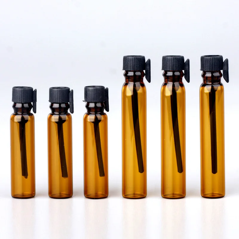 

100pcs/Lot 1ml 2ml Perfume Dropper Bottle for Essential Oils Amber Wholesale Travel Container for Sample Empty Perfume Bottles