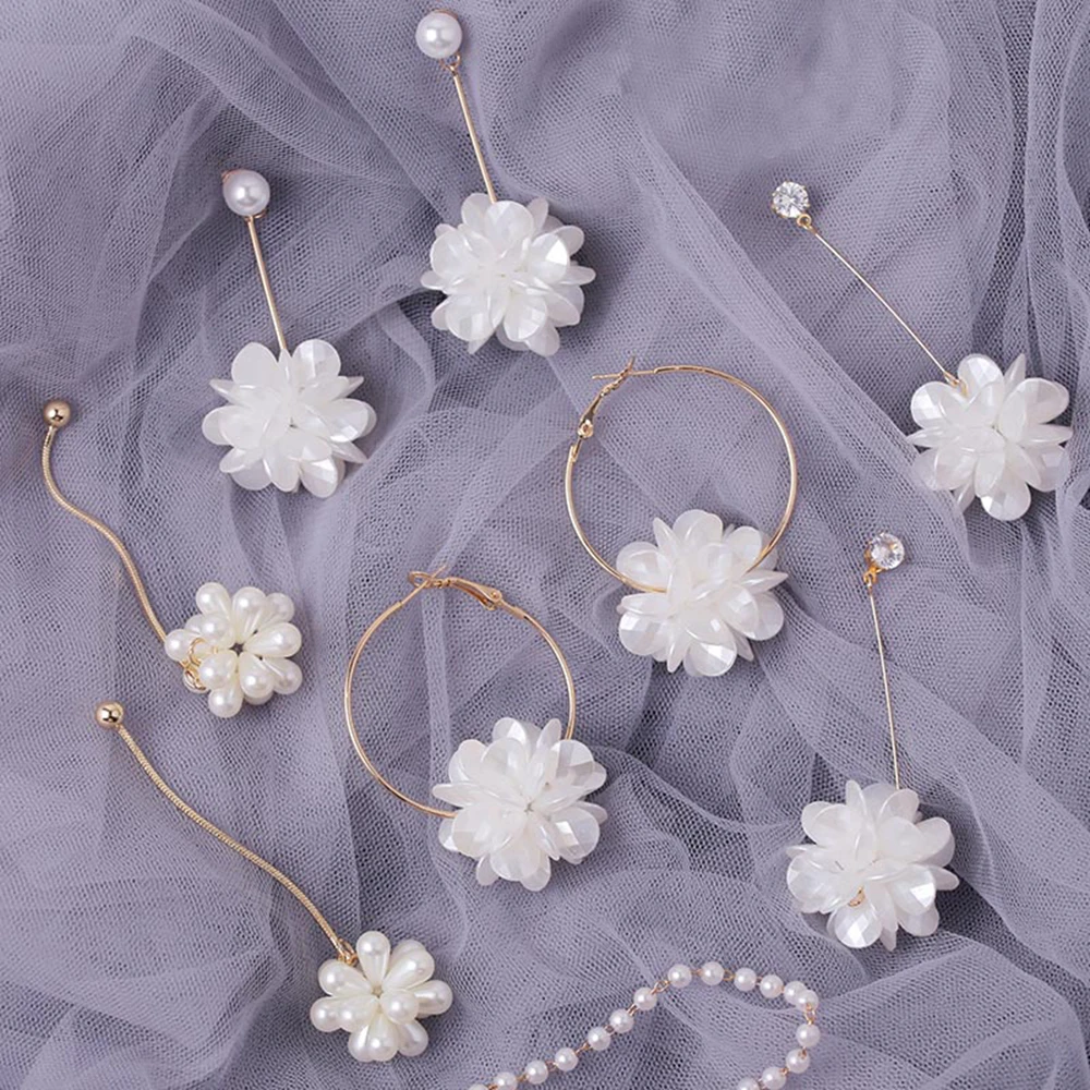 32 Стиль женские модные оболочки акриловый цветок длинные висячие серьги для