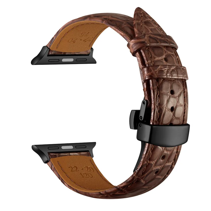 brown--black Крокодиловая кожа Ремешки для наручных часов Apple Watch, ремешок 42 мм, 38 мм, версия 4 44 мм для девочек; мини-юбка для браслет для iwatch для наручных часов Apple Watch Series 5 4 3 2 1 ремешок - Цвет ремешка: brown--black