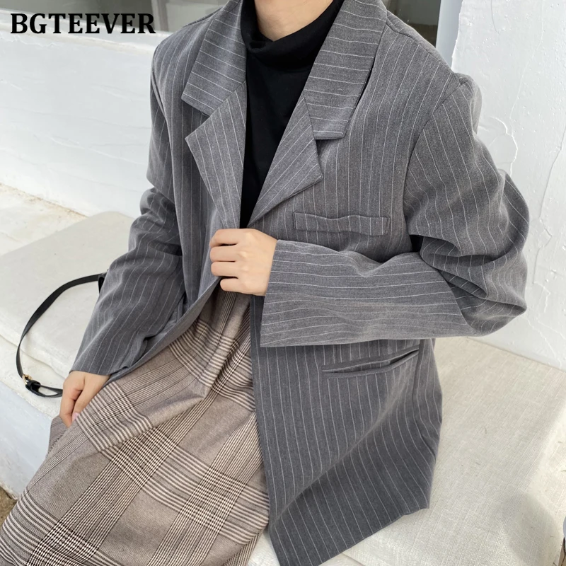BGTEEVER офисная одежда полосатый Женский блейзер с отложным воротником и карманами