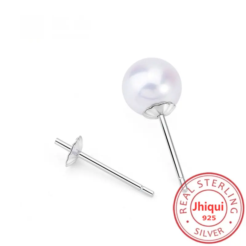 

925 Sterling Silver Pearl Beads Stud Earrings Setting Base Diy Jewelry Making Findings&Components