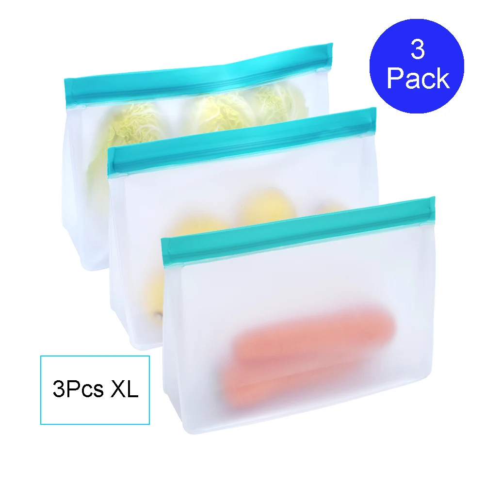 3 XL Многоразовые Slicone сумки для хранения еды легко уплотнение Ziplock Ланч морозильник сумка для детей свежие контейнеры для еды домашний кухонный Организатор - Цвет: 3 XL