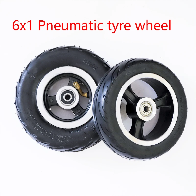 Rueda de patinete eléctrico de 6 pulgadas, rueda de 6x2 con neumático de aire, sólido, Cubo de Metal, 608 /628 rodamientos, 8/10mm, agujero de eje, carro