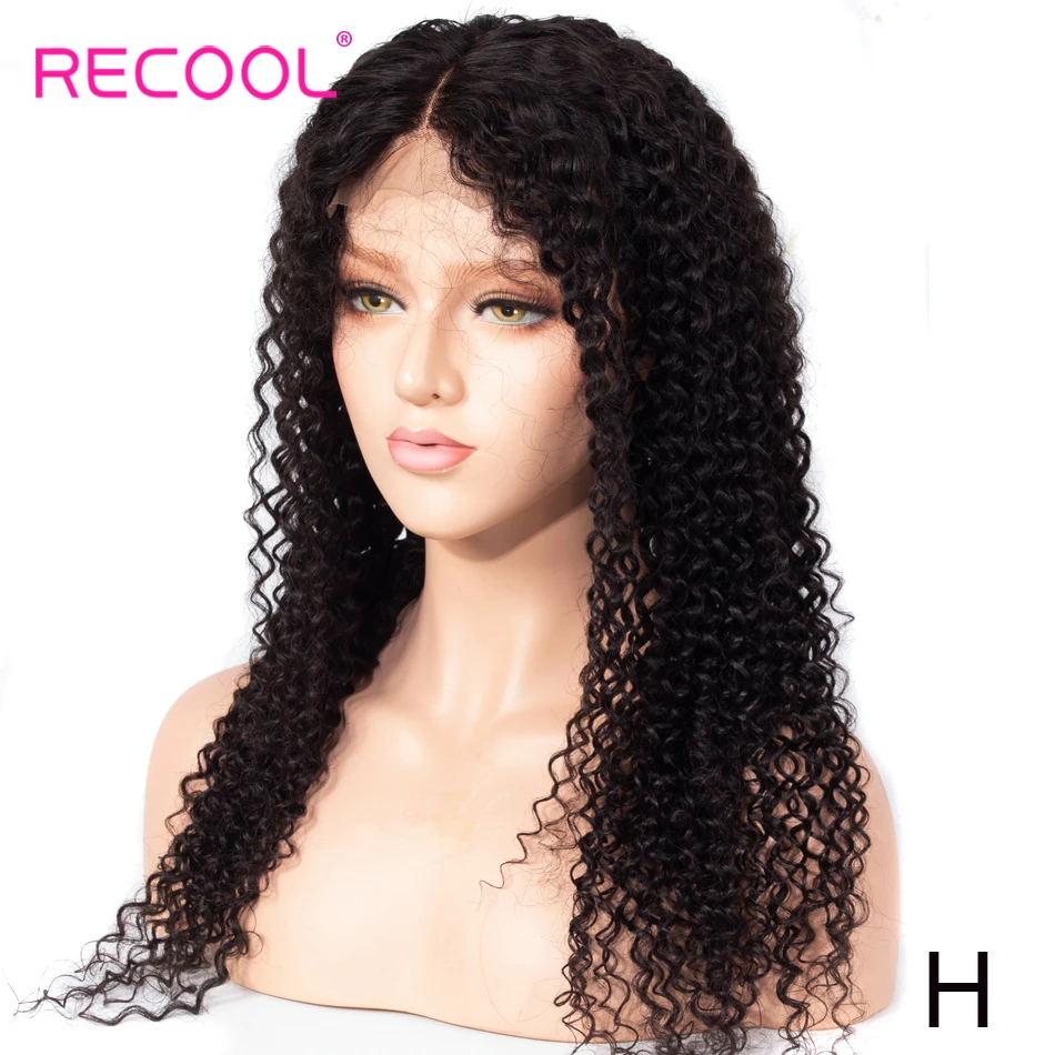 Recool курчавый кудрявый парик 13X6 фронта шнурка человеческих волос парики