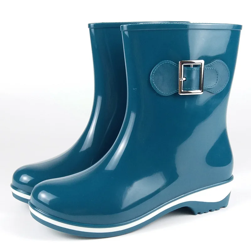 Зимние летние резиновые сапоги для женщин Нескользящие теплые ботинки на