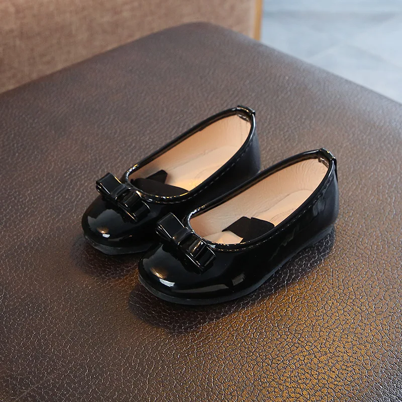 AFDSWG/детская обувь из лакированной кожи черная на низком каблуке принцессы для
