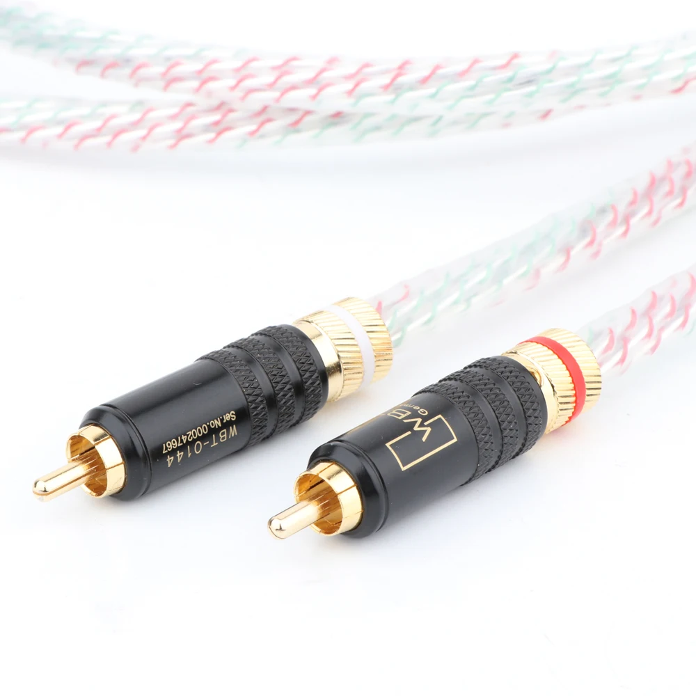 Пара посеребренных аудиокабелей RCA yter valhalla OCC с аудиокабелем wbt0144 hifi | Электроника