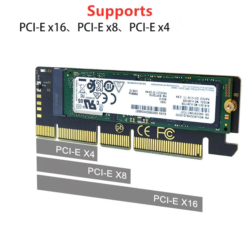 Новая плата расширения M.2 NVME PCIE на M2 светодиодный адаптер SSD x16 компьютерный