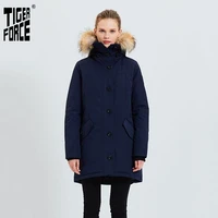 tiger force 2021 women winter jacket thickened warm parka with real fur hood waterproof windproof outdoor snowjacket padded coat