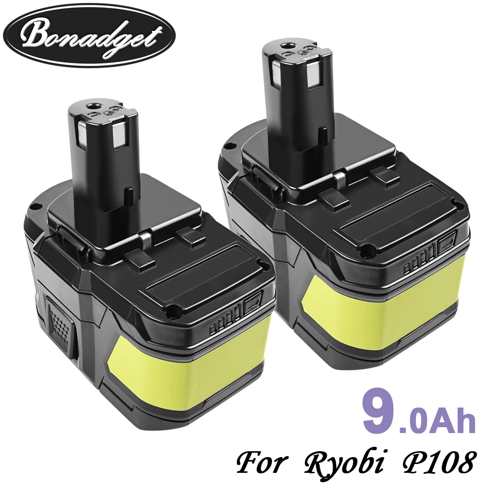 Сменная батарея Bonadget для Ryobi 18 в 9000 мАч 6000 P108 литий ионная перезаряжаемая RB18 Новая