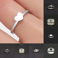 2021 fashion couple ring for women men airplane dinosaur lightning heart shaped ring creative hollow couple ring party jewelry